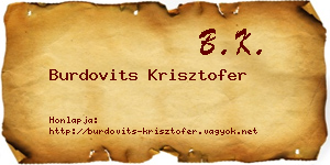 Burdovits Krisztofer névjegykártya